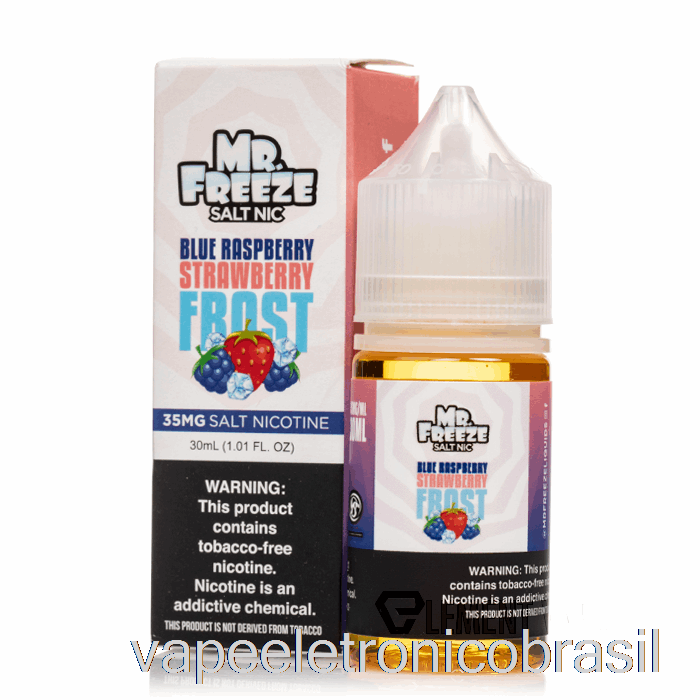 Vape Recarregável Blue Razz Morango Geada - Mr Congelar Sais - 30ml 35mg